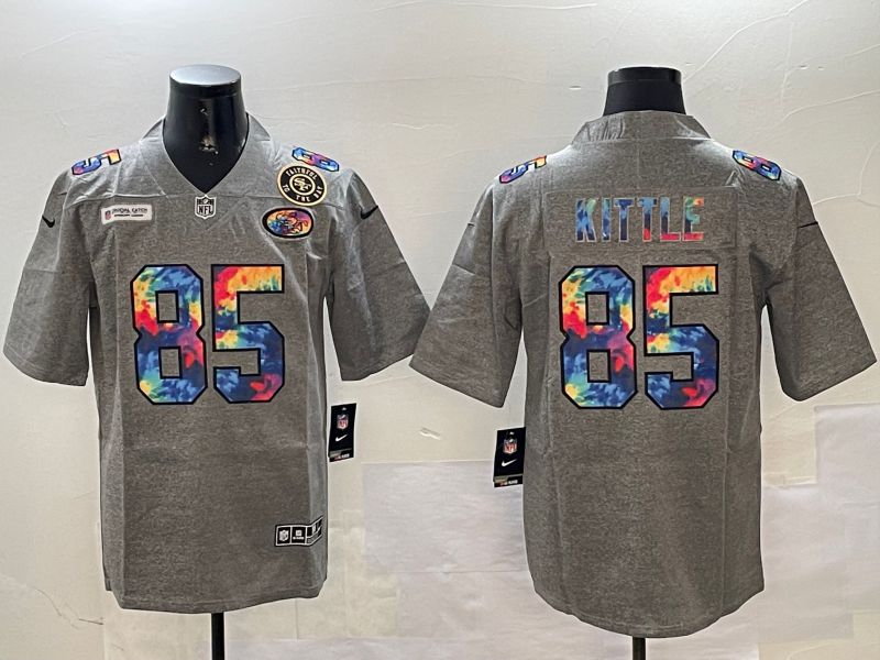 Men San Francisco 49ers #85 Kittle Grey Rainbow 2024 Nike Limited NFL Jersey style 2->san francisco 49ers->NFL Jersey